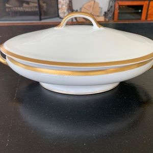 Vintage Limoges France Theodore Haviland Claridge Gold Trim Covered Serving Dish